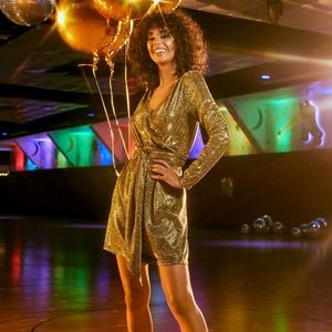 Modcloth Sparkling Champagne Mini Dress